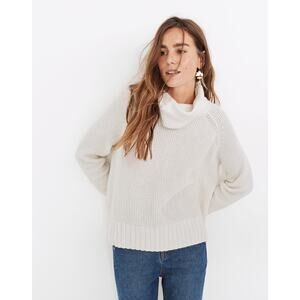Madewell Eastbrook Turtleneck Cross-Back Sweater in Cotton-Merino Yarn Medium